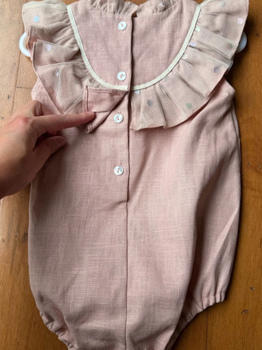 Ruffled Collar Pink Baby One-Piece Romper